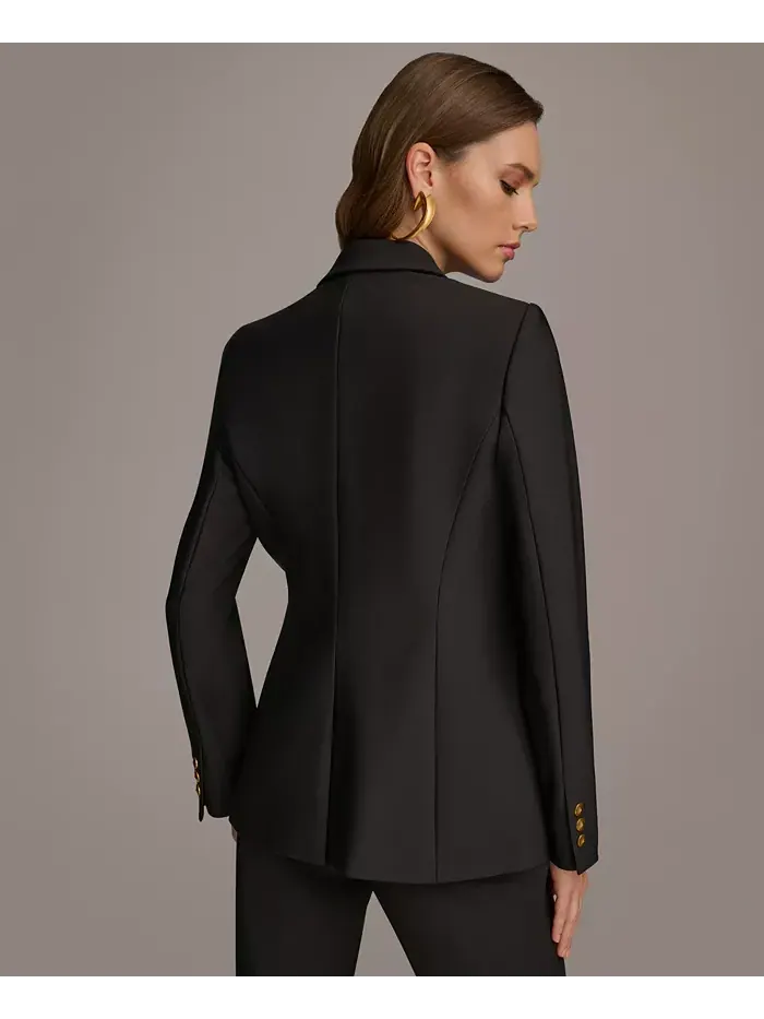 Женский однобортный пиджак с одной пуговицей Donna Karan New York — изображение 3 из 4, черный