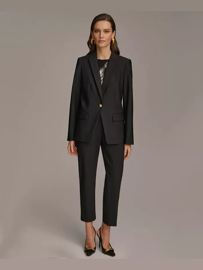 Женский однобортный пиджак с одной пуговицей Donna Karan New York — изображение 4 из 4, черный