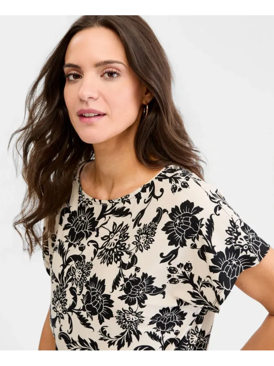 Футболка с принтом Bianca Floral JM Collection — изображение 2 из 3, серебристый