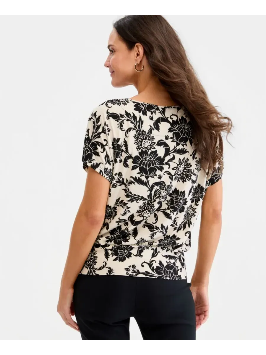 Футболка с принтом Bianca Floral JM Collection — изображение 3 из 3, серебристый