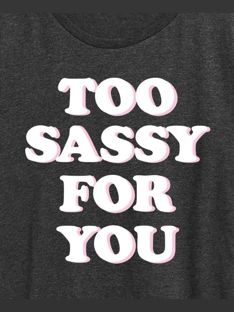 Футболка с графическим принтом Too Sassy For You, 50% хлопок Hybrid Apparel — изображение 2 из 3, темно-серый