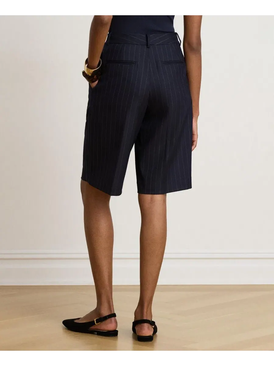 Бермуды из шерстяной twill-ткани с принтом в полоску, 12" inseam Lauren Ralph Lauren — изображение 5 из 6, темно-синий