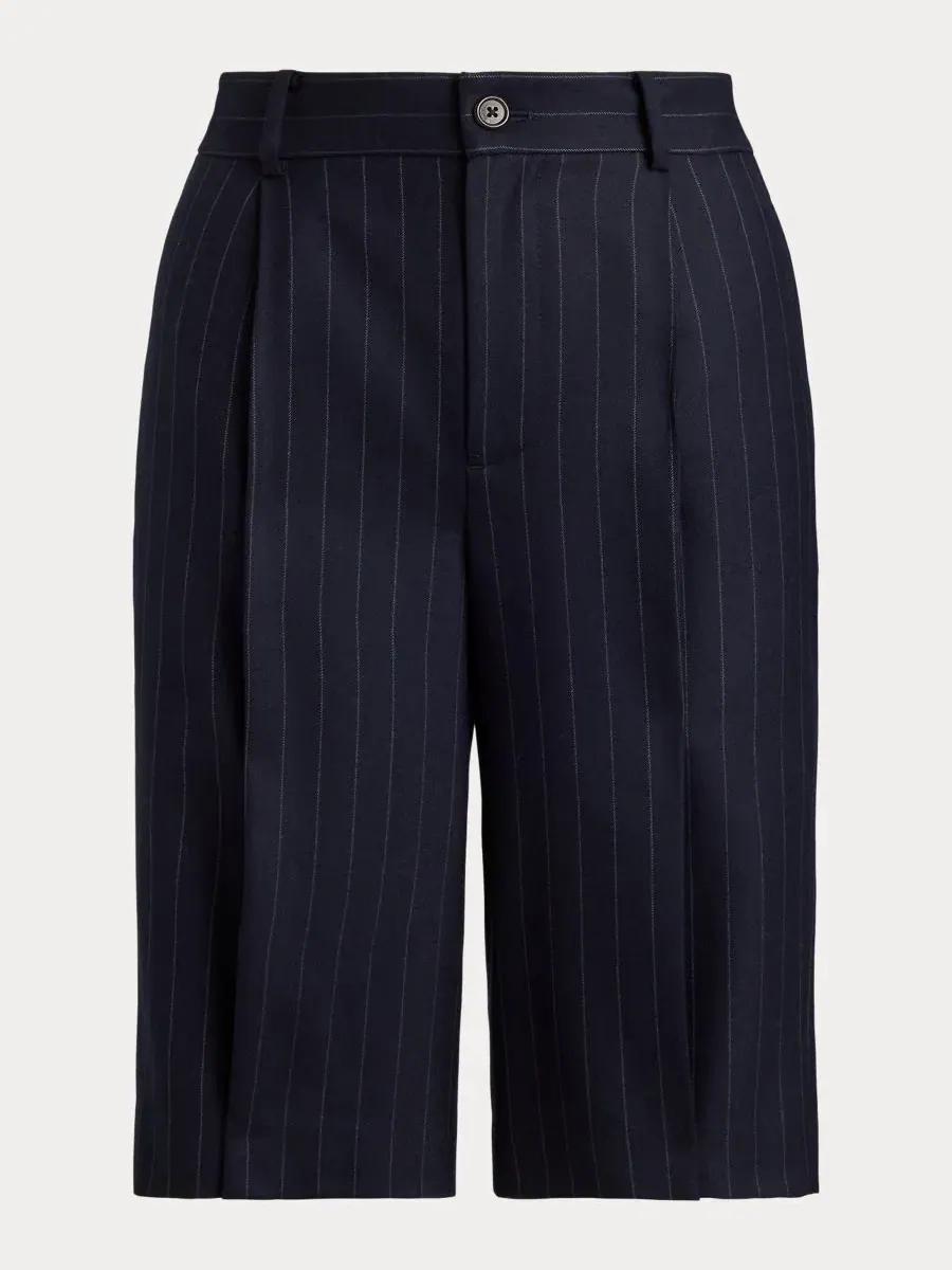 Бермуды из шерстяной twill-ткани с принтом в полоску, 12" inseam Lauren Ralph Lauren — изображение 6 из 6, темно-синий