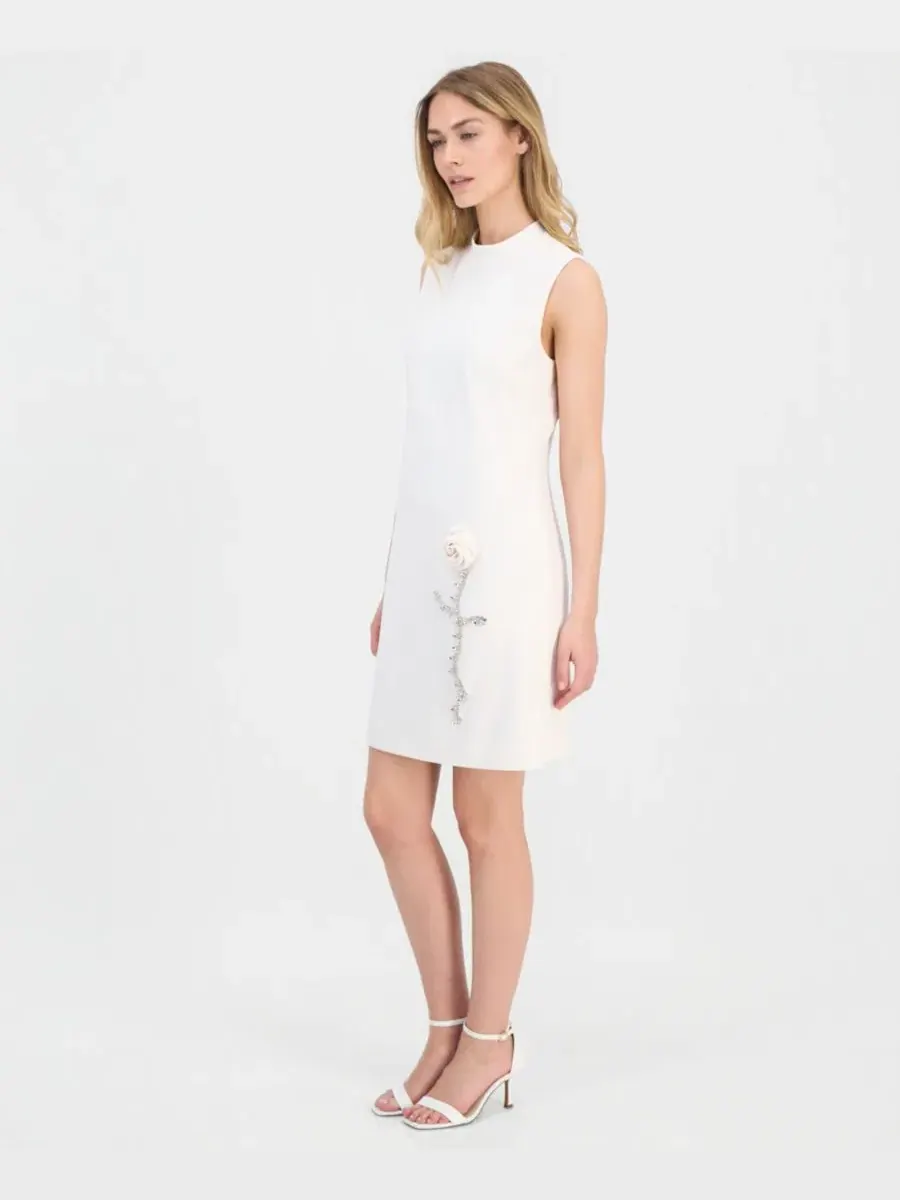 Платье-трапеция с розой Anne Klein — изображение 3 из 5, белый