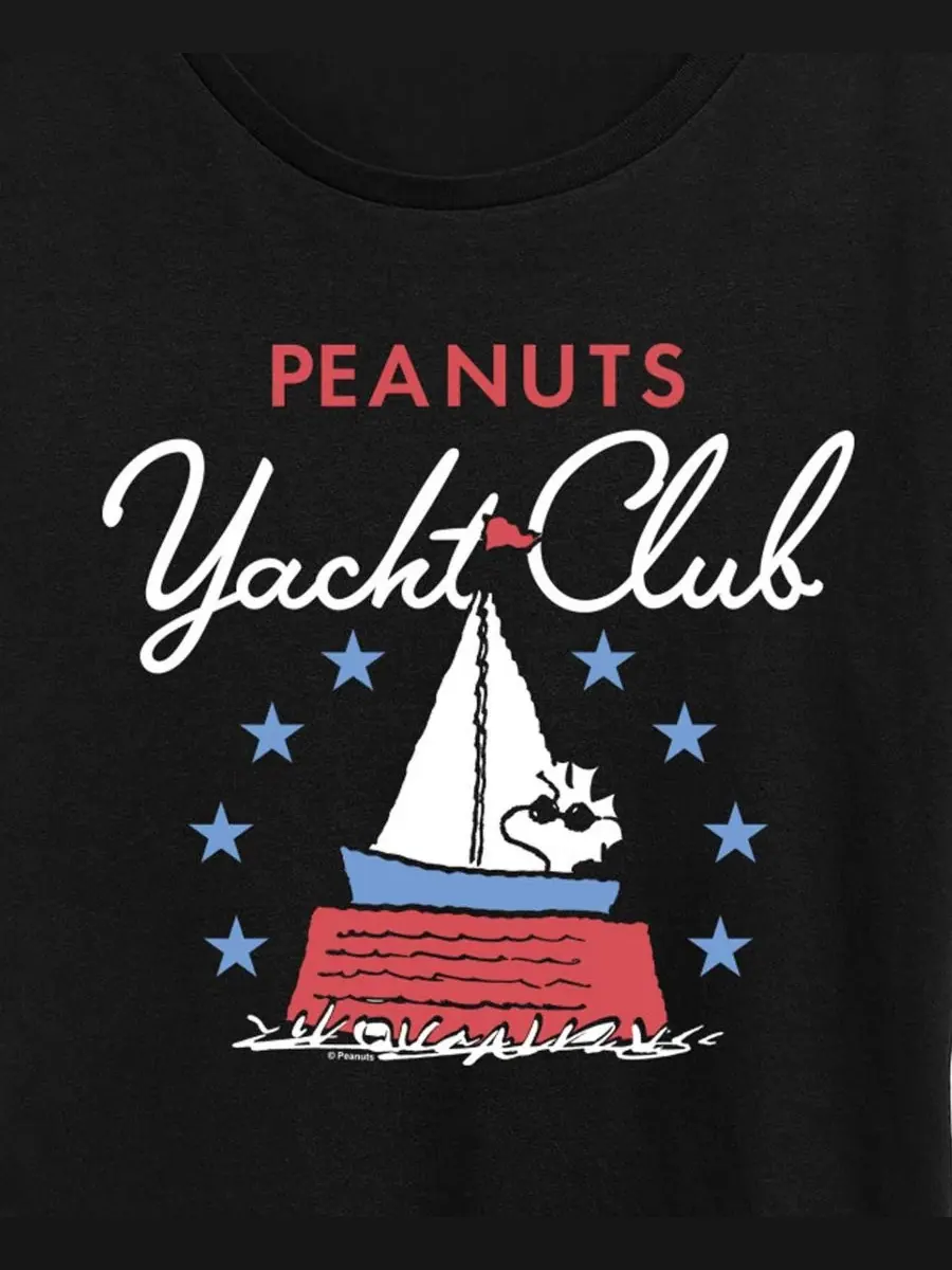 Футболка с графическим принтом Peanuts Plus Size Hybrid Apparel — изображение 2 из 3, черный