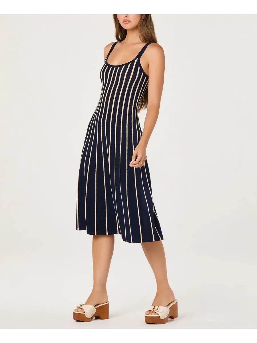 Платье миди Irecia с вырезом-лодочкой Navy Stripe ASTR the Label — изображение 3 из 4, темно-синий