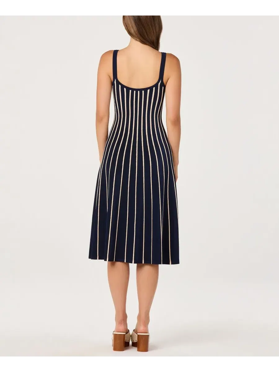 Платье миди Irecia с вырезом-лодочкой Navy Stripe ASTR the Label — изображение 4 из 4, темно-синий