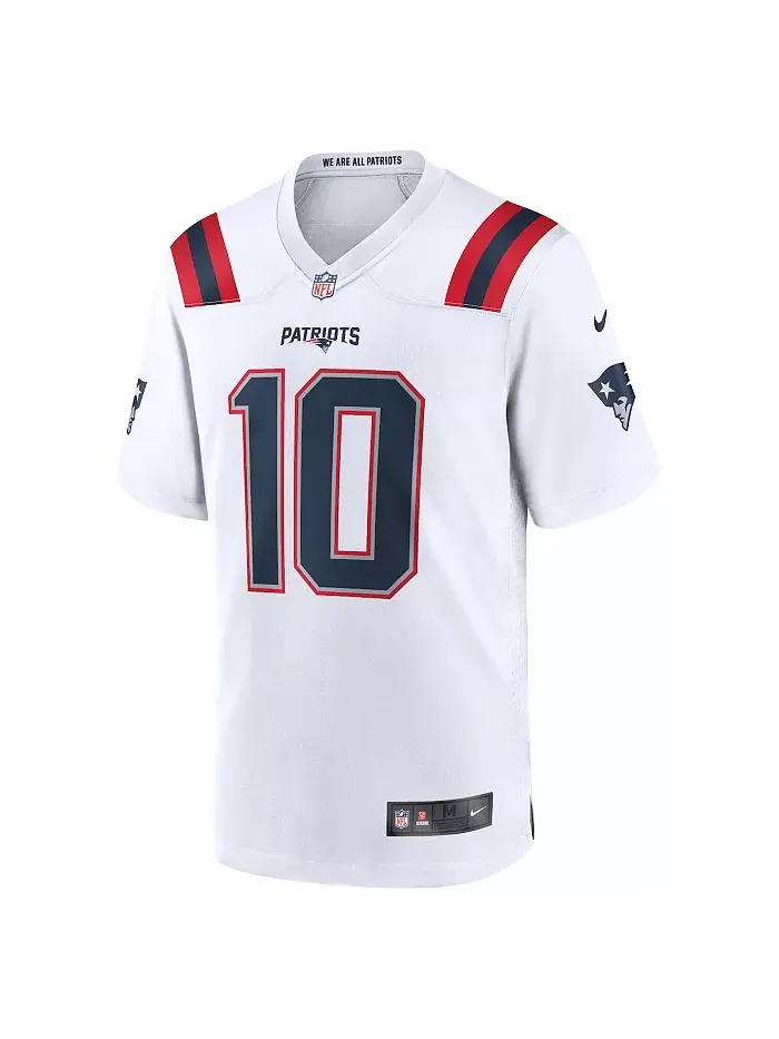 Мужская игровая футболка Mac Jones New England Patriots Team Nike — изображение 2 из 3, белый