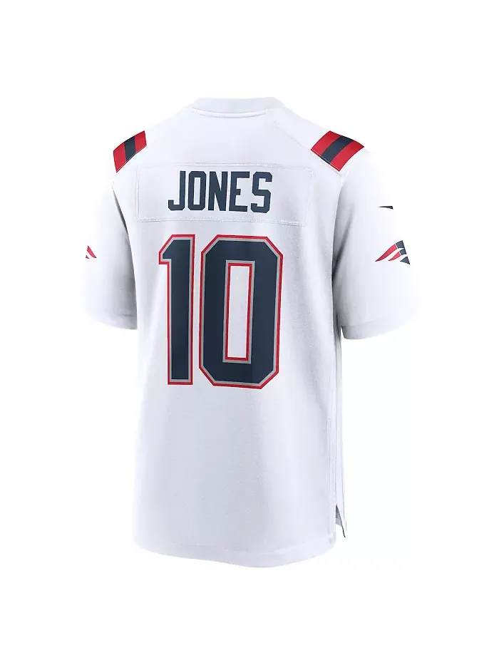 Мужская игровая футболка Mac Jones New England Patriots Team Nike — изображение 3 из 3, белый