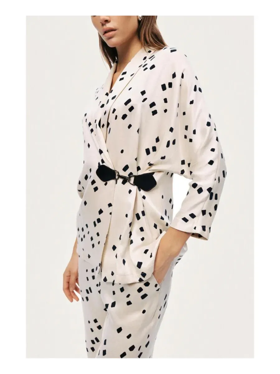 Женский жакет-кимоно с принтом, модель Printed Wrap Jacket NOCTURNE — изображение 3 из 7, мульти