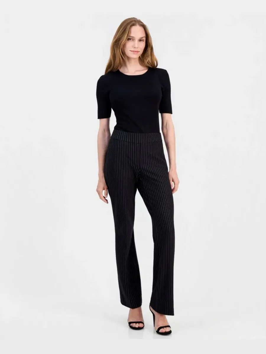 Комплект из топа без рукавов и брюк, модель Pinstriped Zip-Front Sleeveless Top & Mid Rise Pull-On — изображение 2 из 4