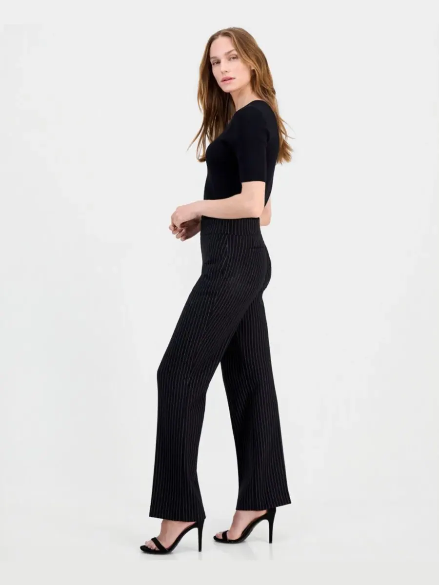 Комплект из топа без рукавов и брюк, модель Pinstriped Zip-Front Sleeveless Top & Mid Rise Pull-On — изображение 3 из 4
