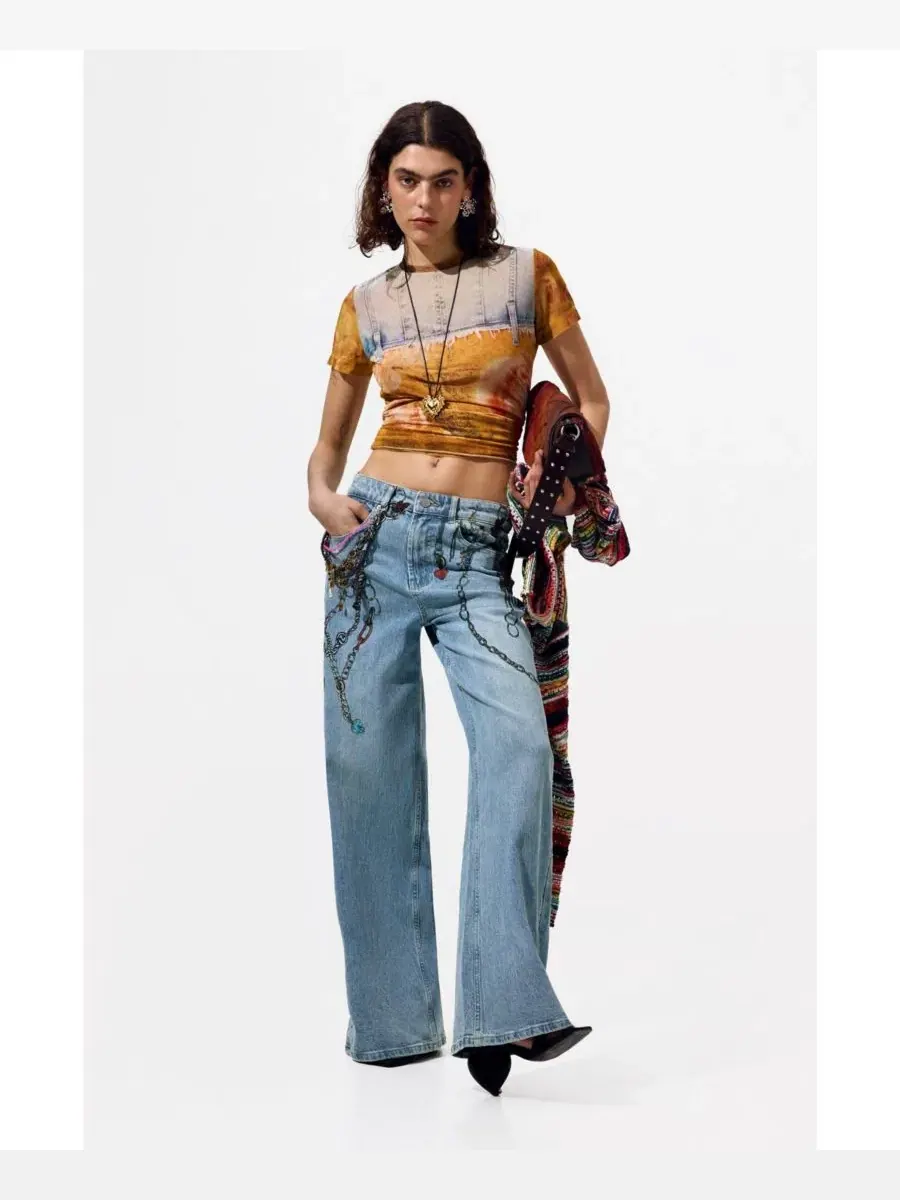 Футболка с принтом Patchwork Desigual — изображение 1 из 5, бежевый
