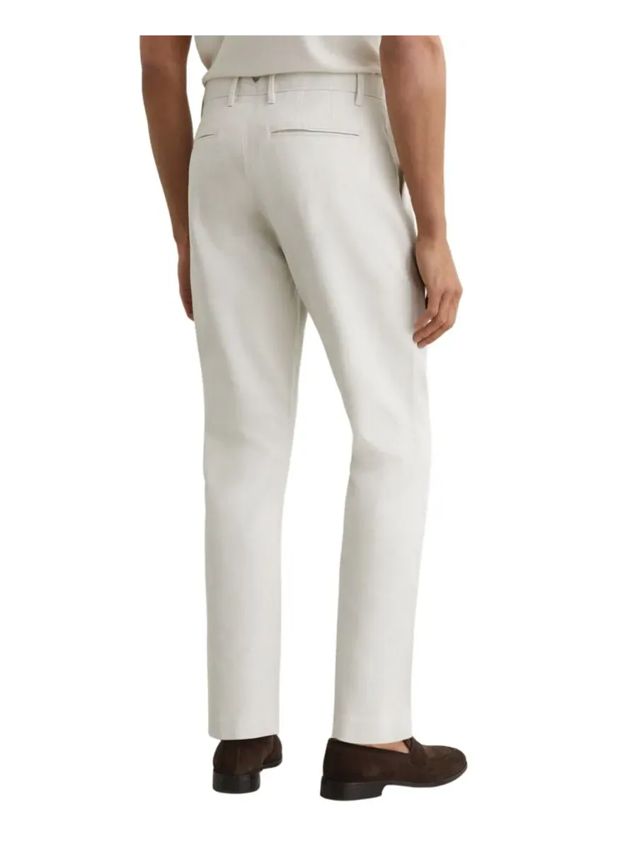 Брюки чинос из хлопкового пике Slim Fit Dobby Cotton Pique Chino Pants REISS — изображение 2 из 5, белый