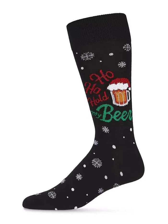 Мужские носки Hold My Beer Holiday Crew Memoi — изображение 1 из 3, черный