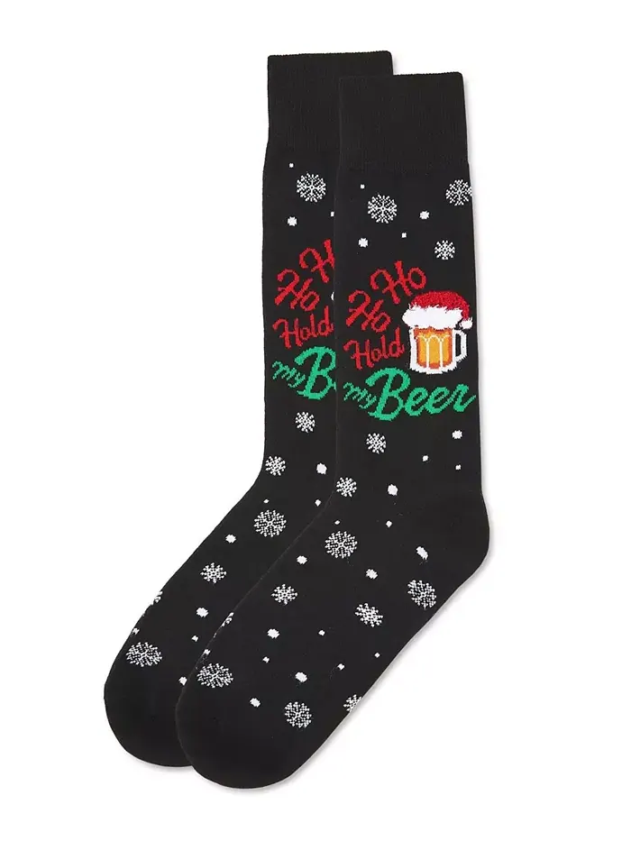 Мужские носки Hold My Beer Holiday Crew Memoi — изображение 2 из 3, черный