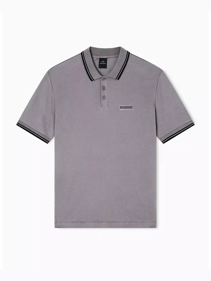 Мужская уютная поло с воротником из пике A|X Armani Exchange — изображение 5 из 5, серый