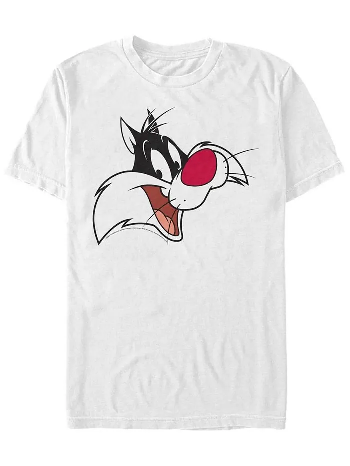 Мужская футболка с коротким рукавом Looney Tunes Sylvester Big Face Fifth Sun — изображение 1 из 1, белый