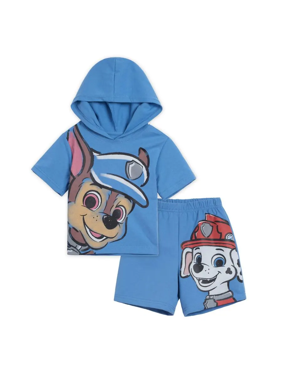 Детская толстовка с капюшоном и шорты из французской махровой ткани Paw Patrol, Blue, chase / — изображение 1 из 6, синий