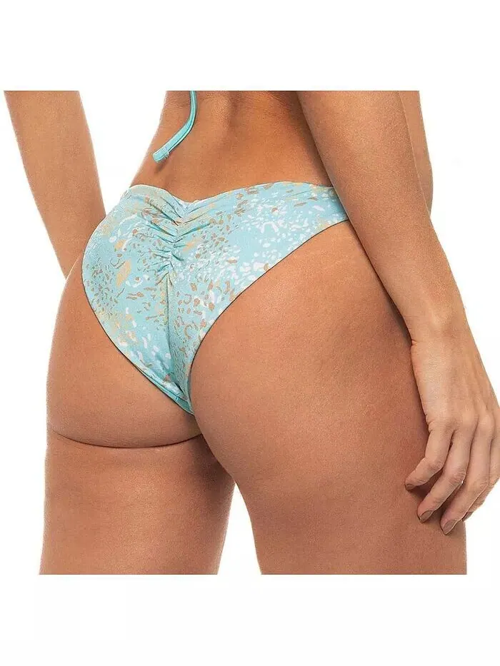 Женские двусторонние плетеные плавки бикини с завязками по бокам Guria Beachwear — изображение 2 из 3, бирюзовый