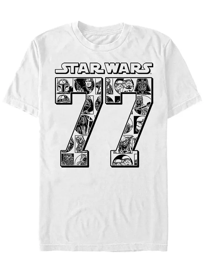 Мужская классическая комическая футболка Star Wars Since 77 с коротким рукавом Fifth Sun — изображение 1 из 1, белый