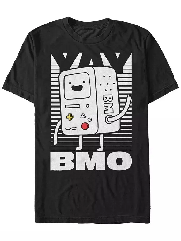 Мужская футболка Adventure Time BMO Wave Yay Halftone Fade с коротким рукавом Fifth Sun — изображение 1 из 1, черный