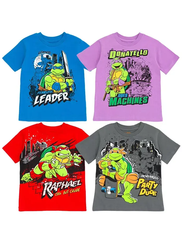 Футболки "Leonardo Michelangelo Raphael Donatello" набор из 4 штук для детей от малышей до — изображение 1 из 8