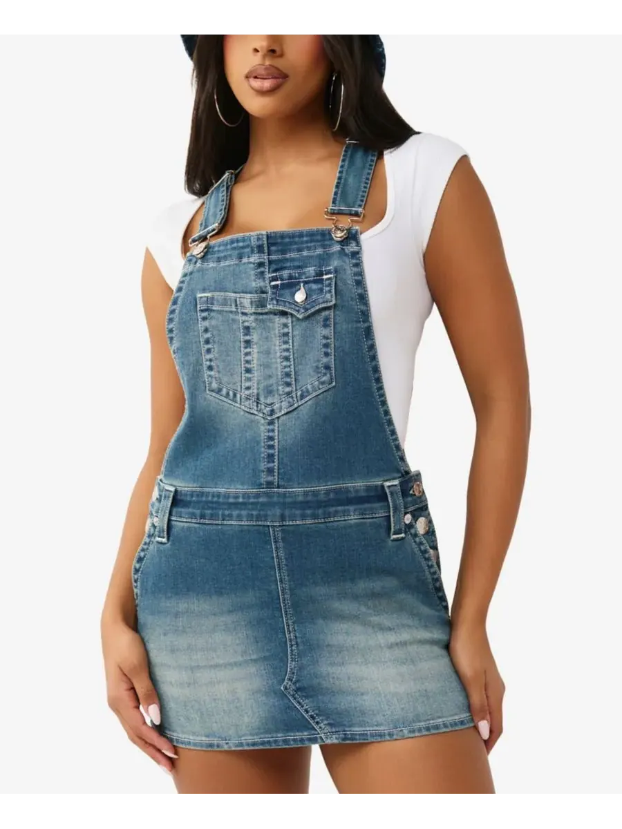 Женский джинсовый комбинезон-платье True Religion — изображение 1 из 3, средняя отмывка