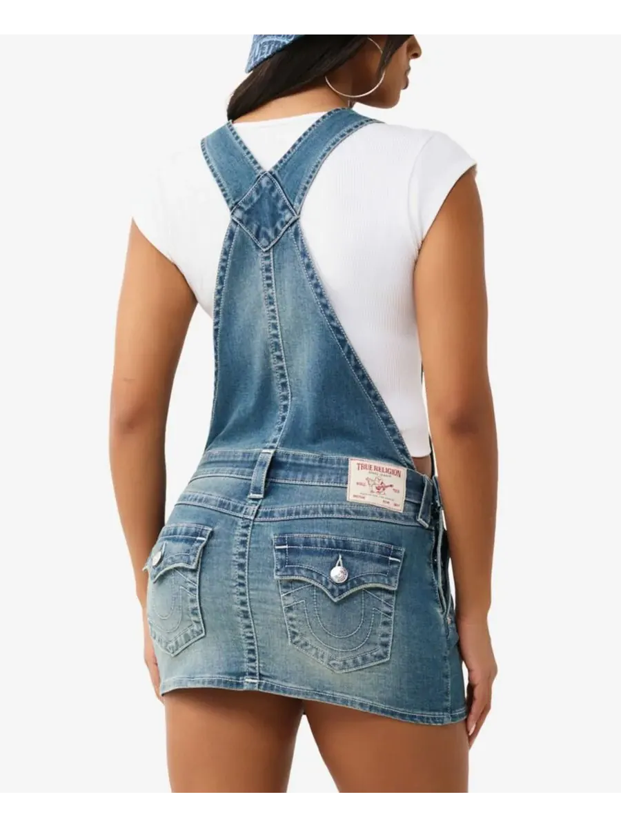 Женский джинсовый комбинезон-платье True Religion — изображение 3 из 3, средняя отмывка