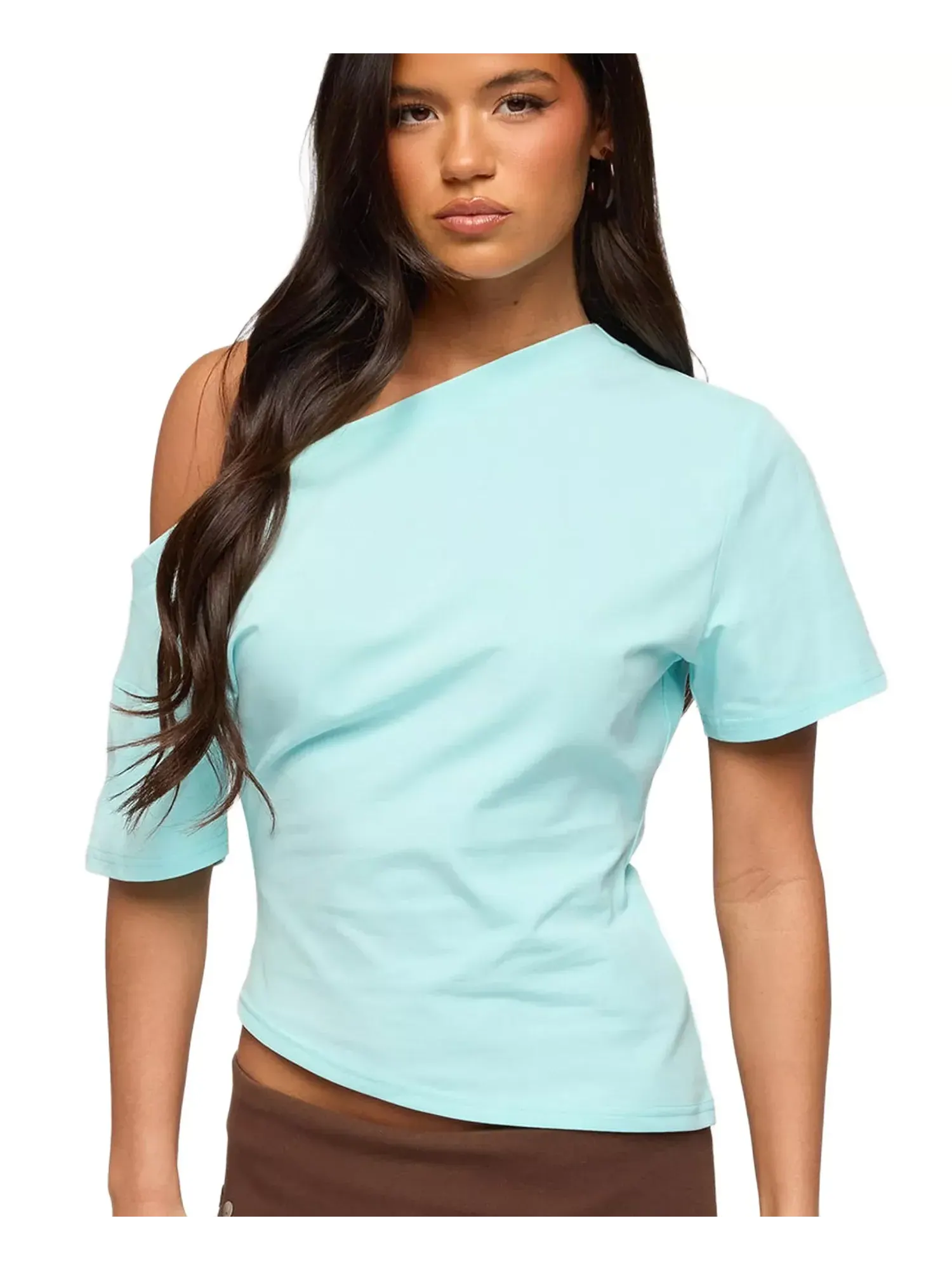 Топ Edikted Mariee Asymmetric One Shoulder, аква — изображение 1 из 4, голубой