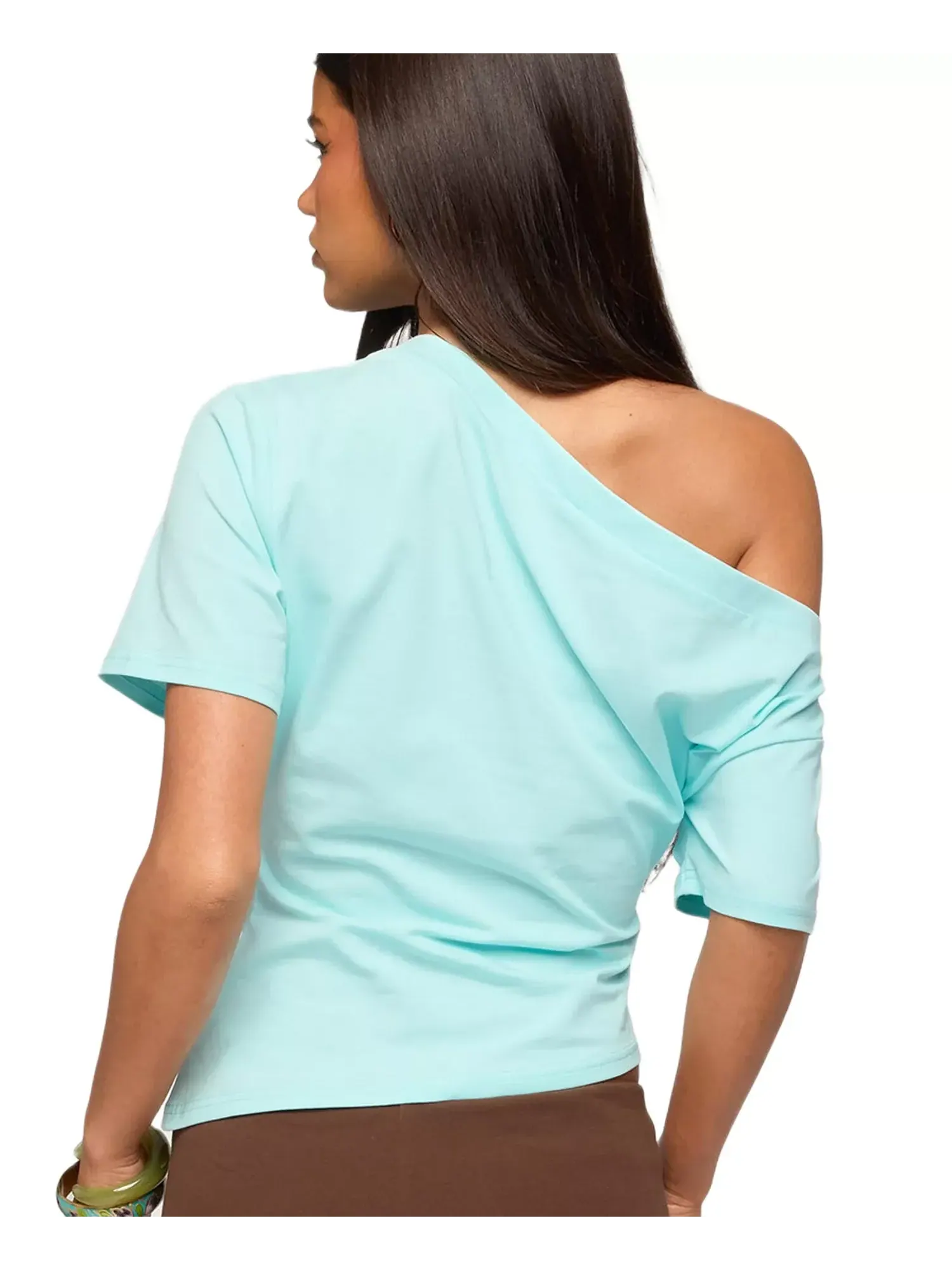 Топ Edikted Mariee Asymmetric One Shoulder, аква — изображение 3 из 4, голубой