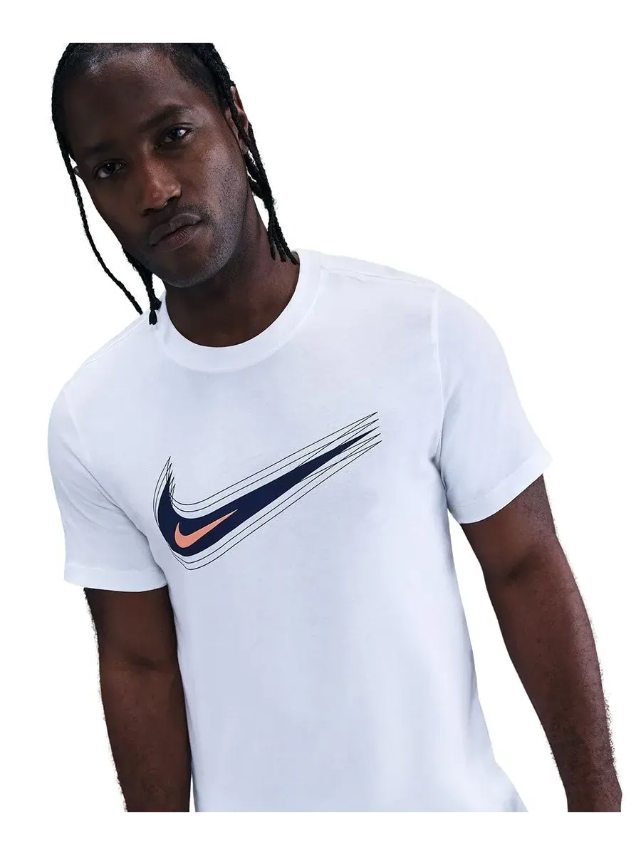 Мужская футболка с круглым вырезом и логотипом Swoosh Nike — изображение 2 из 10, белый
