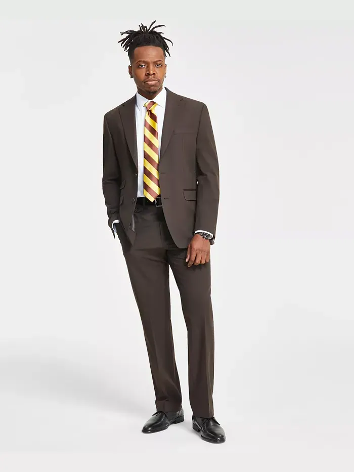 TAYION Мужской классический костюм отдельно Brown & Gold Tayion Collection — изображение 1 из 2, коричневый
