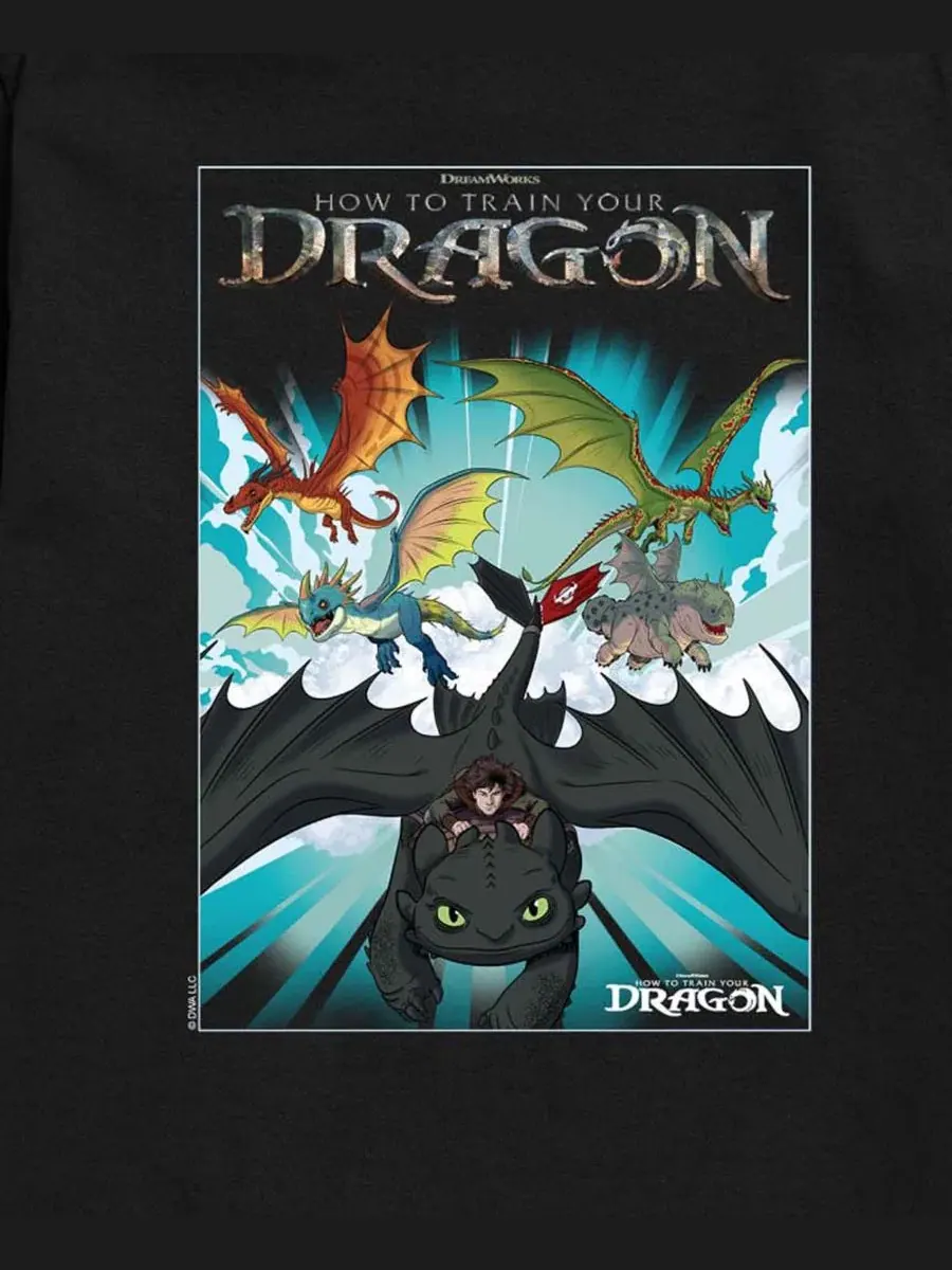 Детская футболка с коротким рукавом, размер 8-20 How To Train Your Dragon — изображение 3 из 3, черный