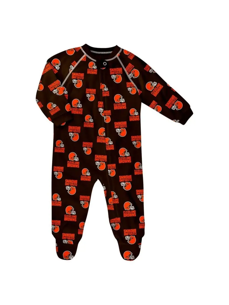 Детский комбинезон-пижама на молнии коричневого цвета с принтом Cleveland Browns Outerstuff — изображение 1 из 1, коричневый