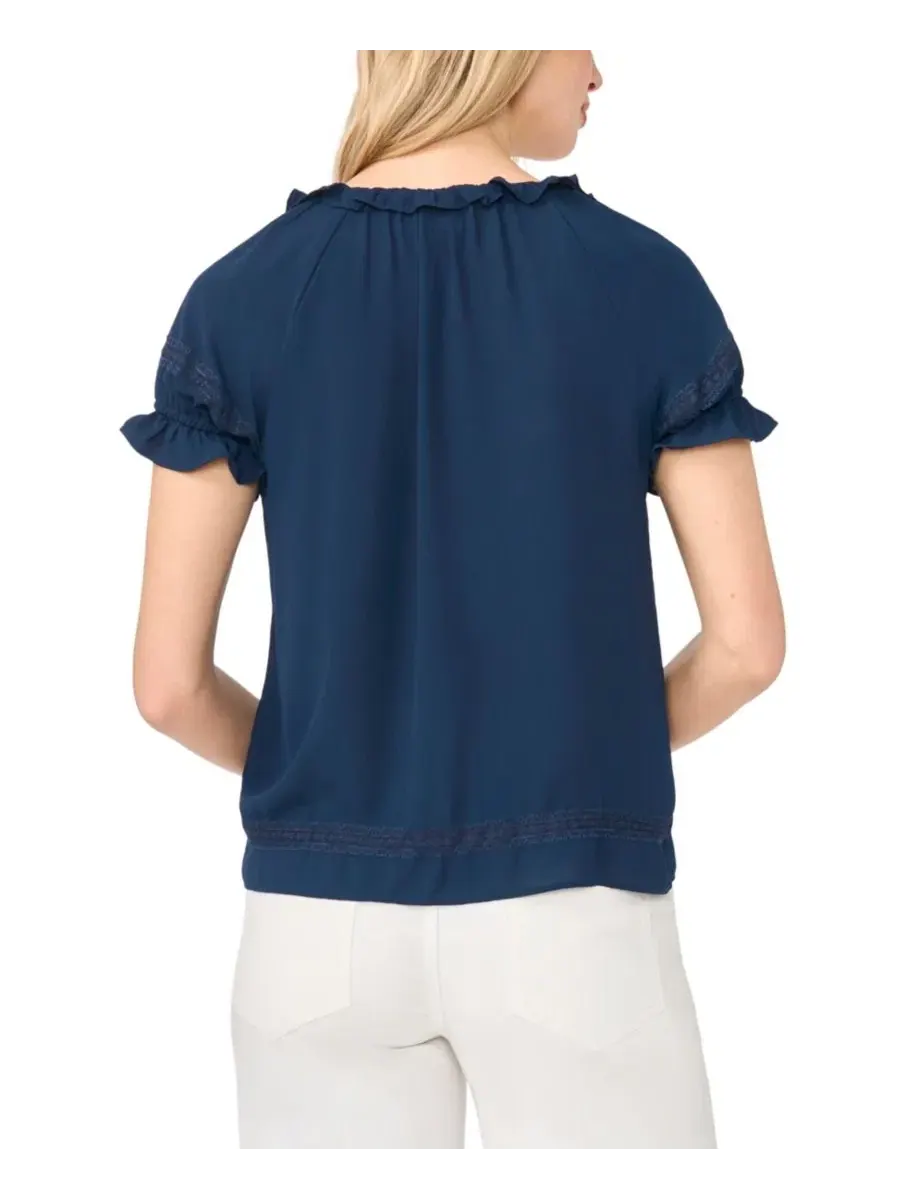 Женская блузка с короткими рукавами и вырезом-лодочкой Cece — изображение 3 из 3, классический темно-синий