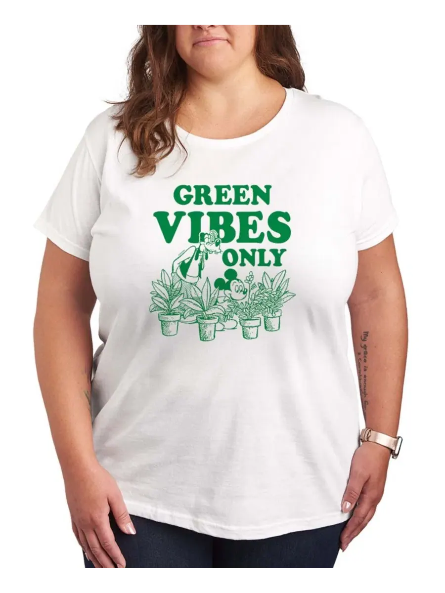 Футболка с коротким рукавом и принтом Disney Green Vibes Only больших размеров Hybrid Apparel — изображение 1 из 3, белый