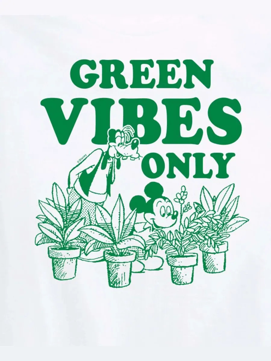 Футболка с коротким рукавом и принтом Disney Green Vibes Only больших размеров Hybrid Apparel — изображение 2 из 3, белый