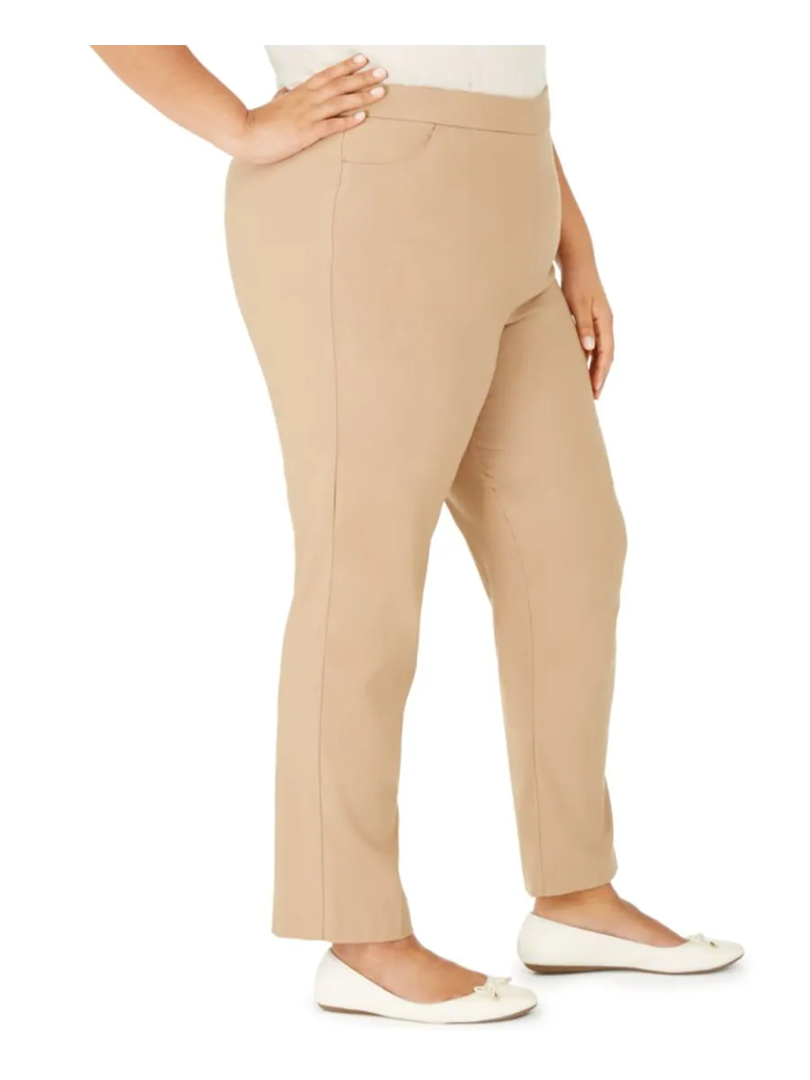 Классические брюки Allure Plus Size с эффектом утягивания живота, средней длины, на резинке Alfred — изображение 2 из 4