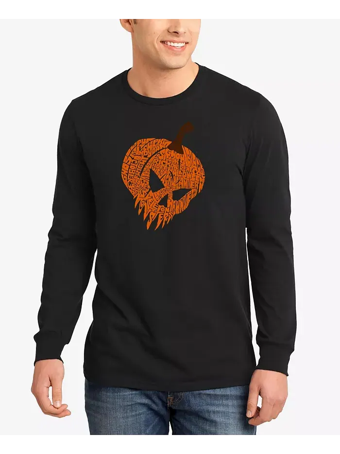 Мужская футболка с длинным рукавом Evil Pumpkin с принтом LA Pop Art — изображение 1 из 3, черный