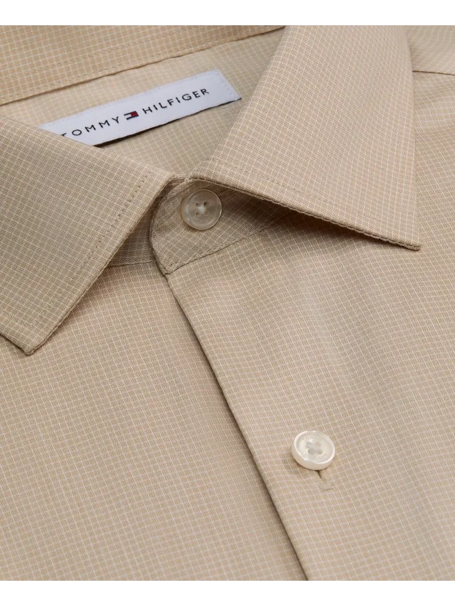 Мужская рубашка-поло с принтом в клетку Tommy Hilfiger — изображение 2 из 3, бежевый