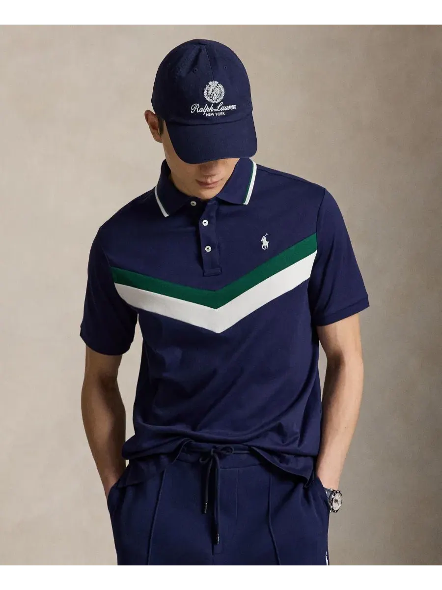 Мужская классическая рубашка-поло с коротким рукавом Polo Ralph Lauren — изображение 1 из 5, темно-синий