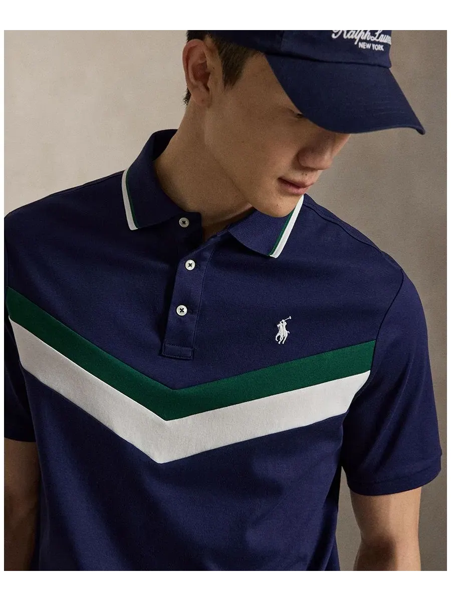 Мужская классическая рубашка-поло с коротким рукавом Polo Ralph Lauren — изображение 3 из 5, темно-синий