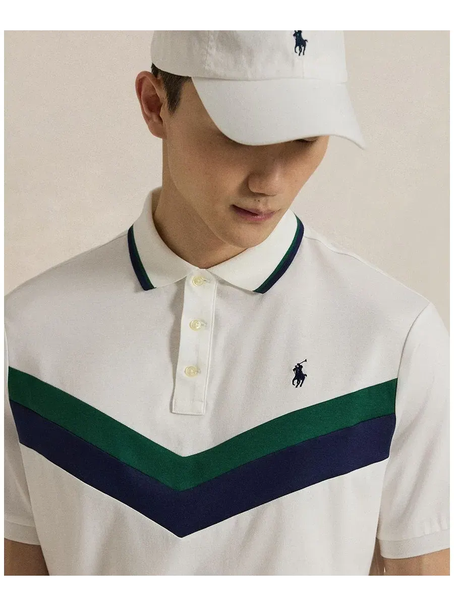 Мужская футболка-поло классического кроя с коротким рукавом Polo Ralph Lauren — изображение 3 из 5, белый
