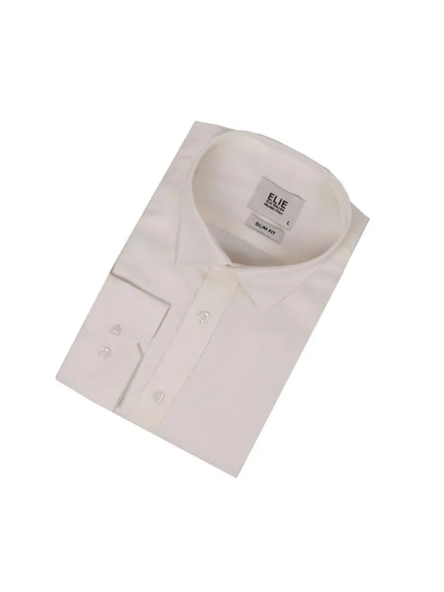Мужская рубашка-сорочка Slim Fit с длинным рукавом, на пуговицах, хлопковая Elie Balleh — изображение 4 из 5, бежевый