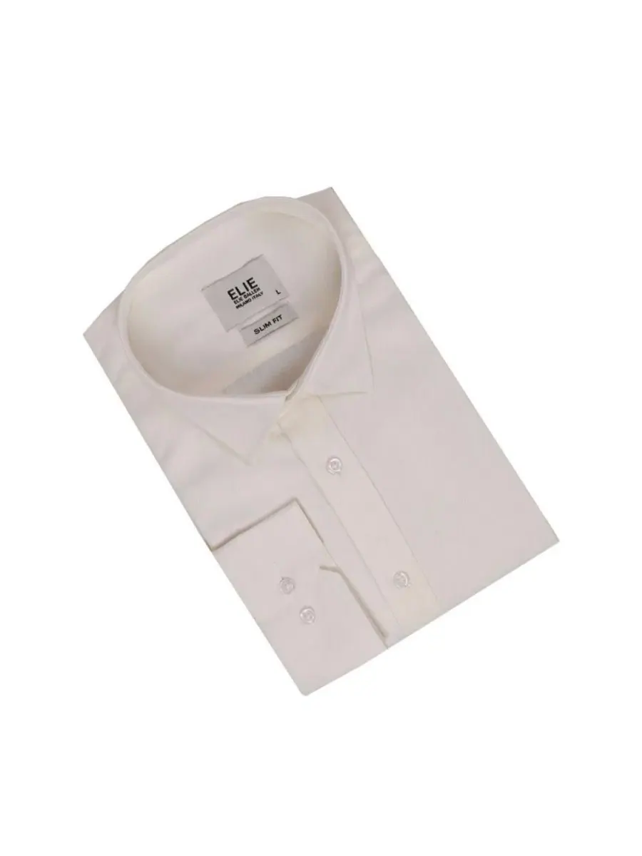 Мужская рубашка-сорочка Slim Fit с длинным рукавом, на пуговицах, хлопковая Elie Balleh — изображение 5 из 5, бежевый