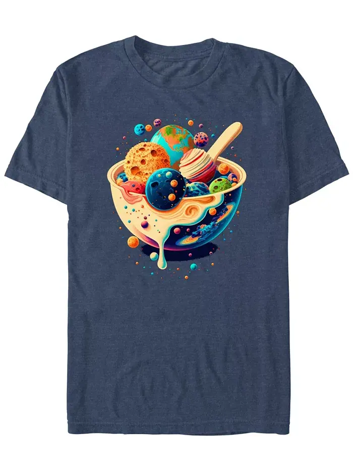 Мужская футболка с коротким рукавом Milky Way Cereal Design By Humans — изображение 1 из 3, темно-синий