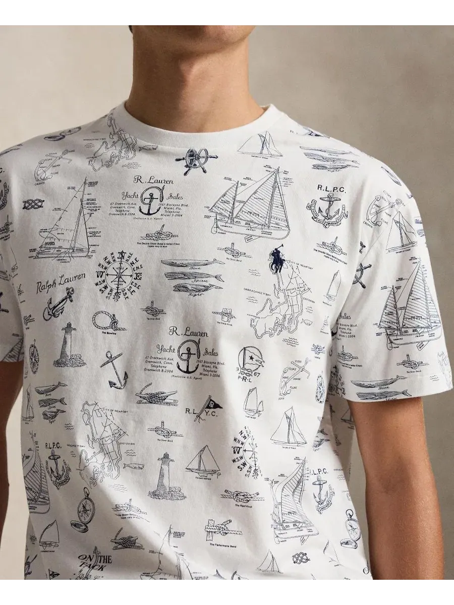 Мужская футболка с коротким рукавом и принтом Polo Ralph Lauren — изображение 3 из 5, белый