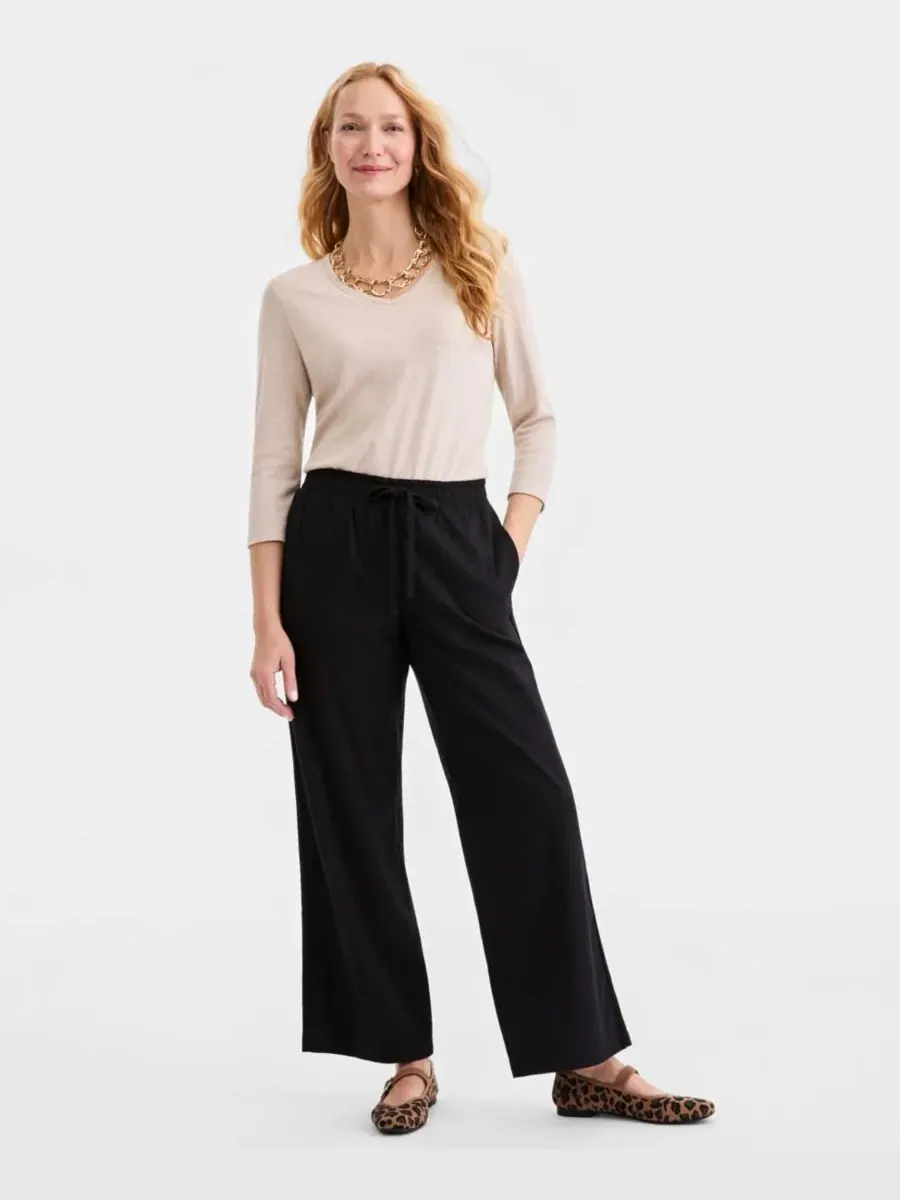 Женские широкие брюки на резинке Style & Co — изображение 1 из 3, глубокий черный