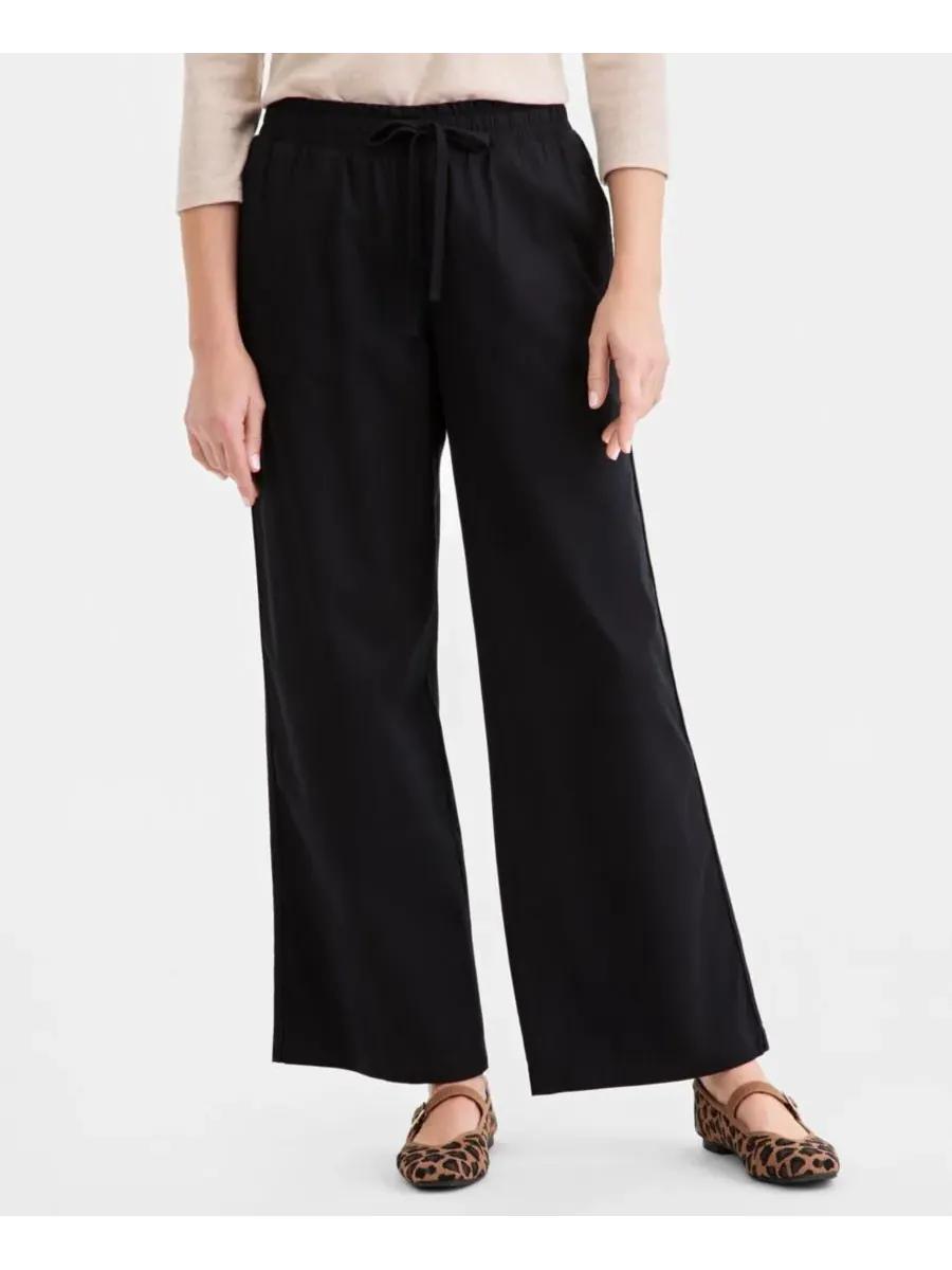 Женские широкие брюки на резинке Style & Co — изображение 3 из 3, глубокий черный